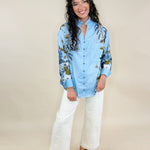 Bloom Grace Floral Ruffle Neck Button Top - Jessi Jayne Boutique