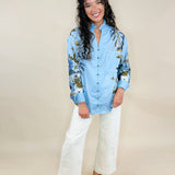 Bloom Grace Floral Ruffle Neck Button Top - Jessi Jayne Boutique