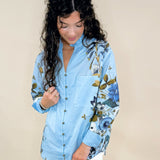 Bloom Grace Floral Ruffle Neck Button Top - Jessi Jayne Boutique