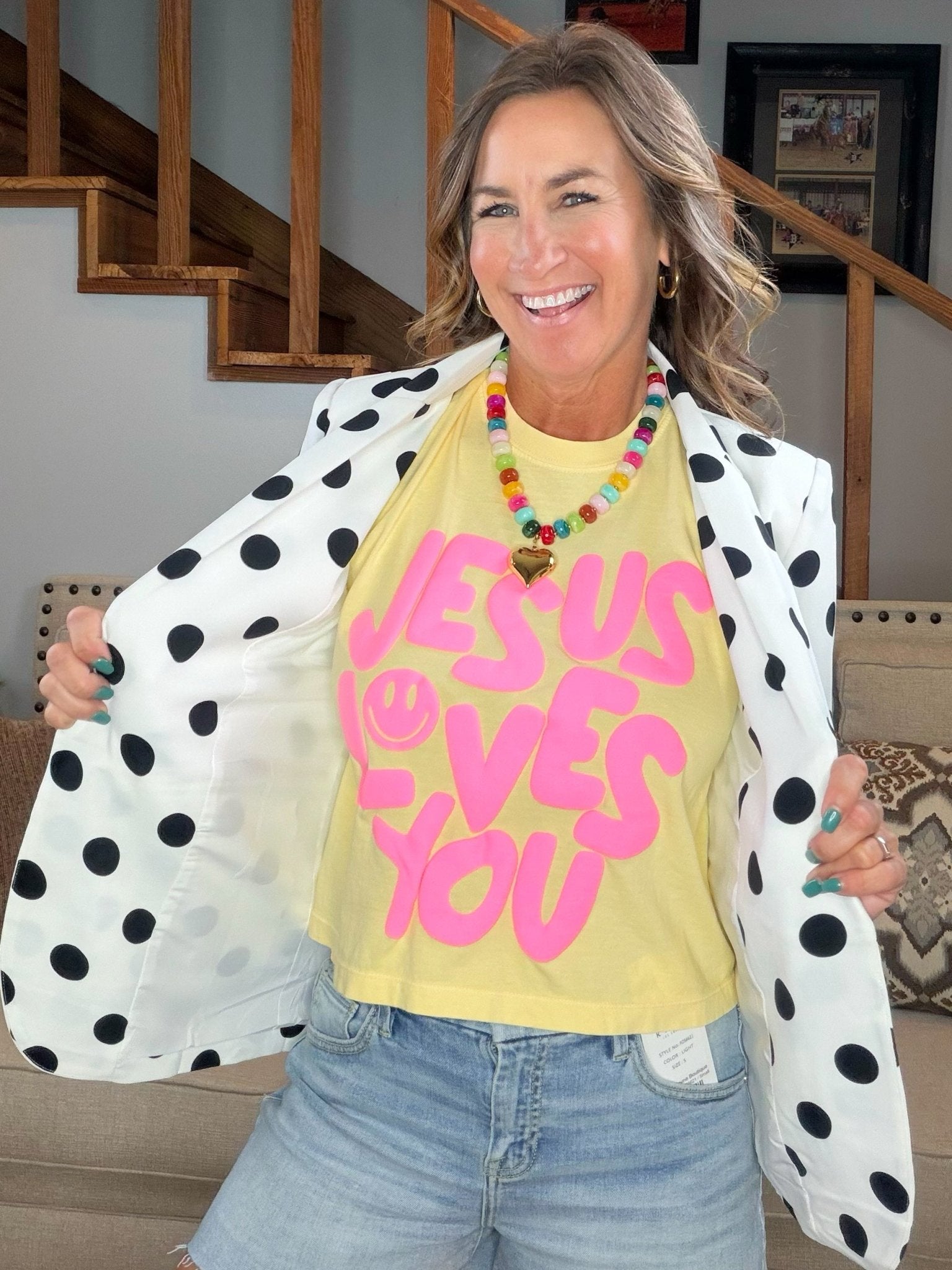 Jesus Loves You Puff Print Cropped Tee - Jessi Jayne Boutique
