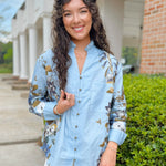 Bloom Grace Floral Ruffle Neck Button Top - Jessi Jayne Boutique