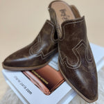 Corky's Saloon Tan Crackle Heeled Mule - Jessi Jayne Boutique