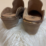 Corky's Saloon Tan Crackle Heeled Mule - Jessi Jayne Boutique