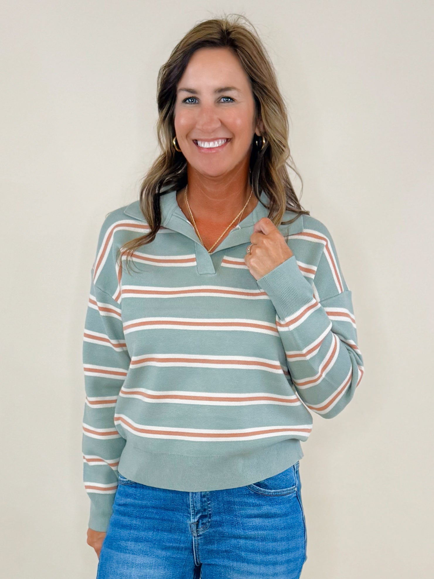 Weekend Stroll Striped Pullover - Jessi Jayne Boutique
