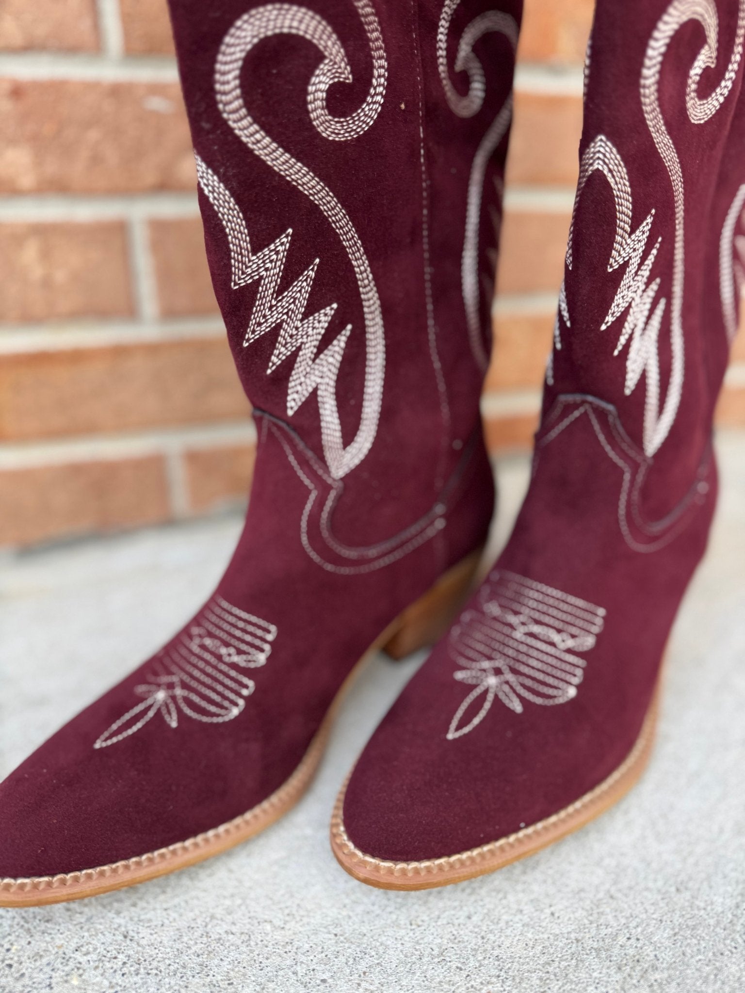 Miim Nia Maroon Embroidered Western Boot - Jessi Jayne Boutique