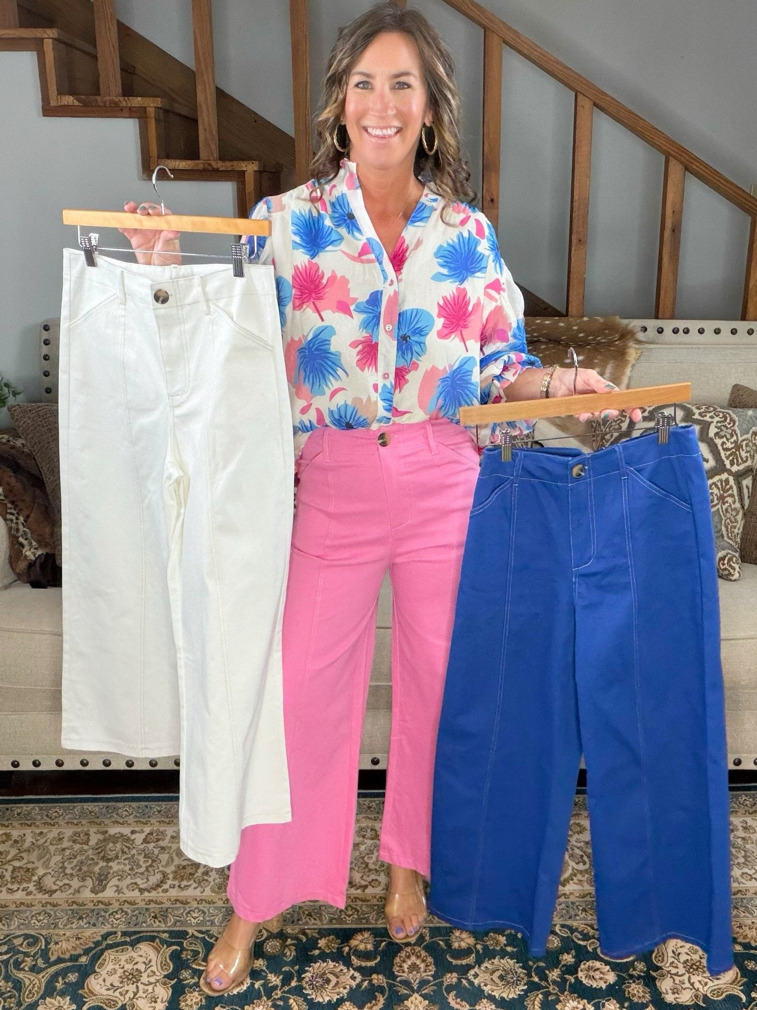 Main Character Wide Leg Crop Pants Blue - Jessi Jayne Boutique