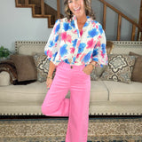 Main Character Wide Leg Crop Pants Pink