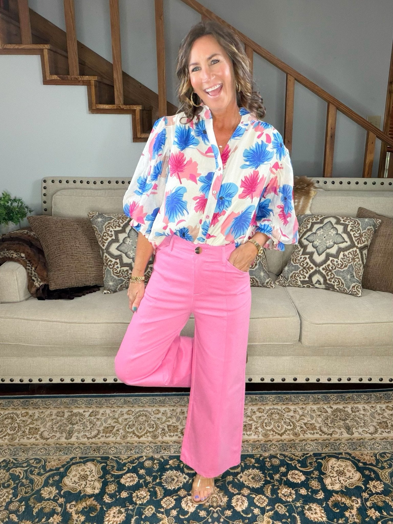 Main Character Wide Leg Crop Pants Pink - Jessi Jayne Boutique