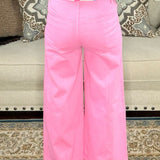 Main Character Wide Leg Crop Pants Pink