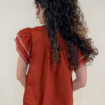 Rust Haven Ruffle Flutter Sleeve Top - Jessi Jayne Boutique