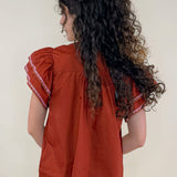 Rust Haven Ruffle Flutter Sleeve Top - Jessi Jayne Boutique