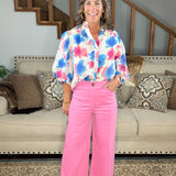 Main Character Wide Leg Crop Pants Pink