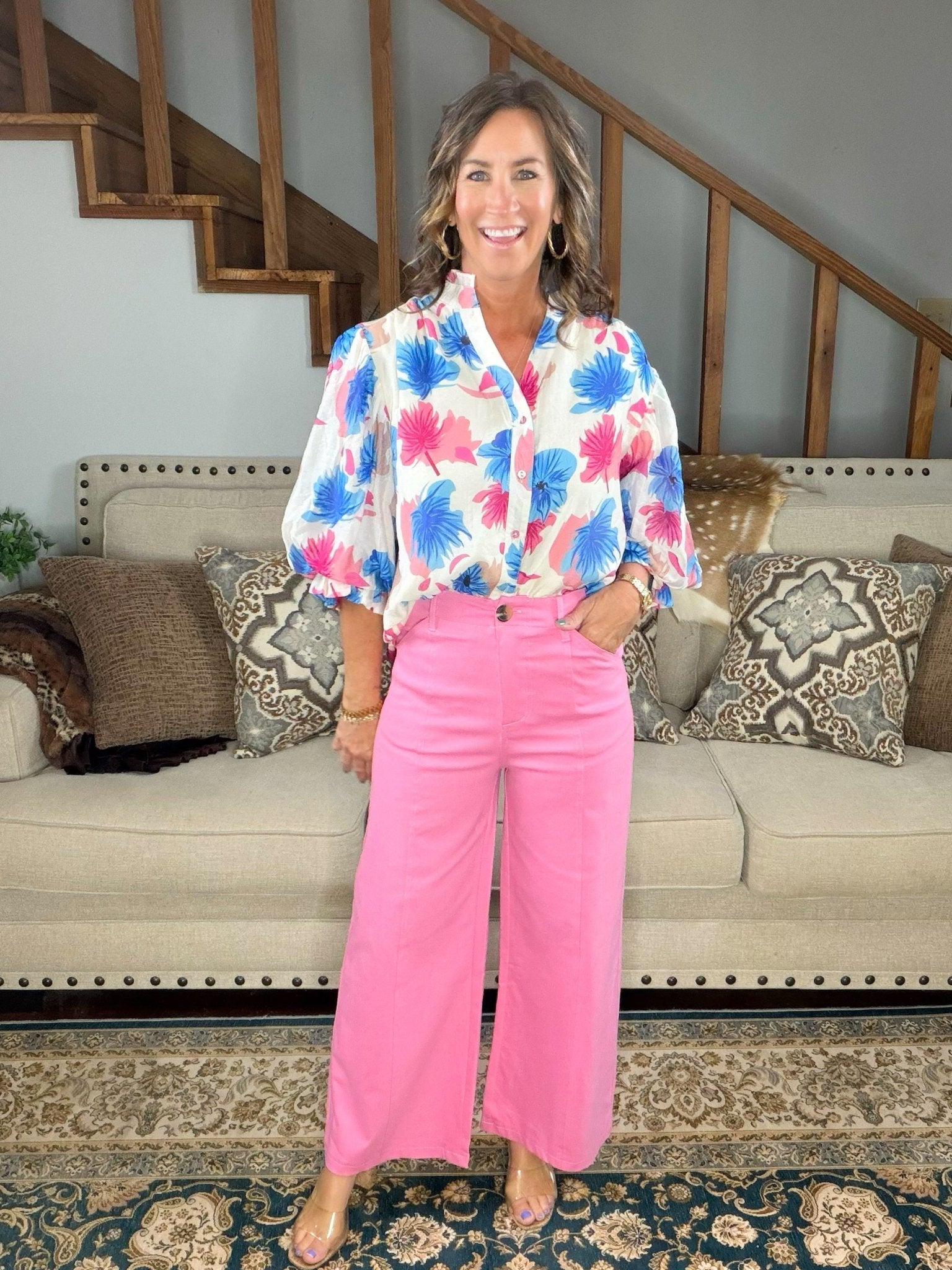 Main Character Wide Leg Crop Pants Pink - Jessi Jayne Boutique