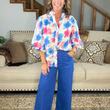 Main Character Wide Leg Crop Pants Blue