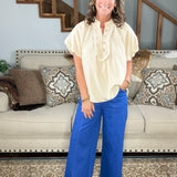 Main Character Wide Leg Crop Pants Blue