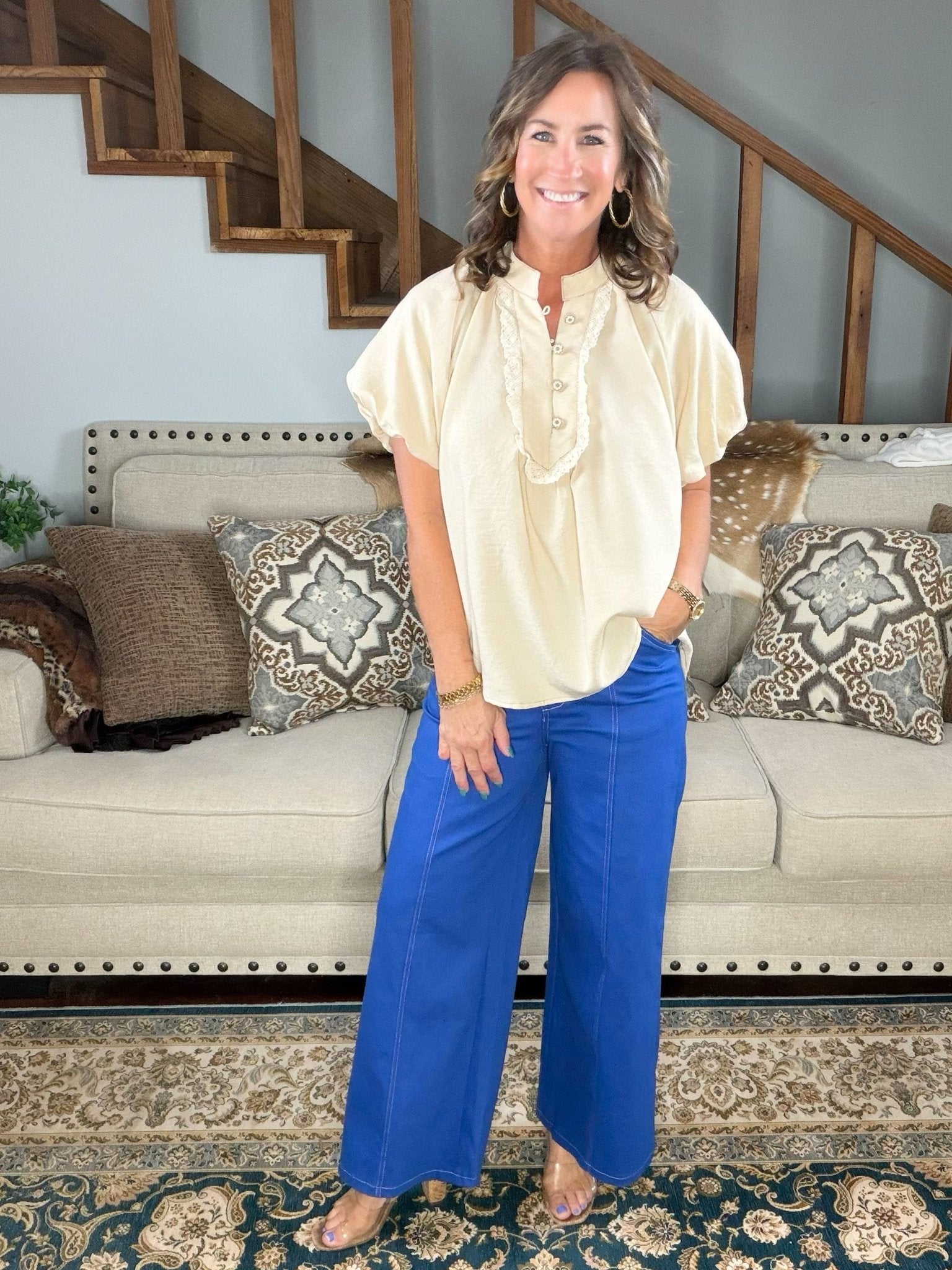 Main Character Wide Leg Crop Pants Blue - Jessi Jayne Boutique
