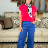 Main Character Wide Leg Crop Pants Blue