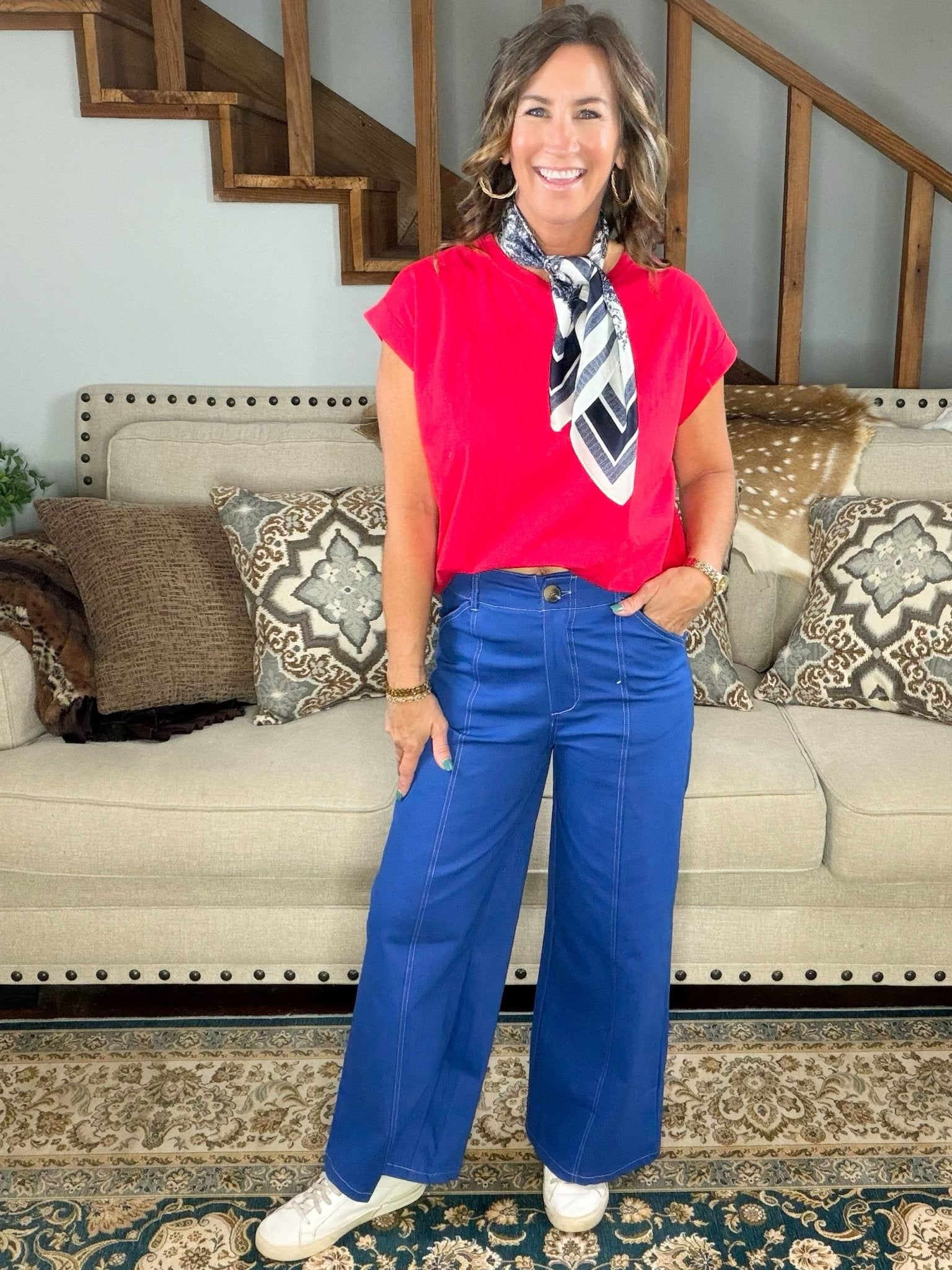 Main Character Wide Leg Crop Pants Blue - Jessi Jayne Boutique