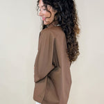 Contrast Leopard Trim Button Sleeve Top - Jessi Jayne Boutique
