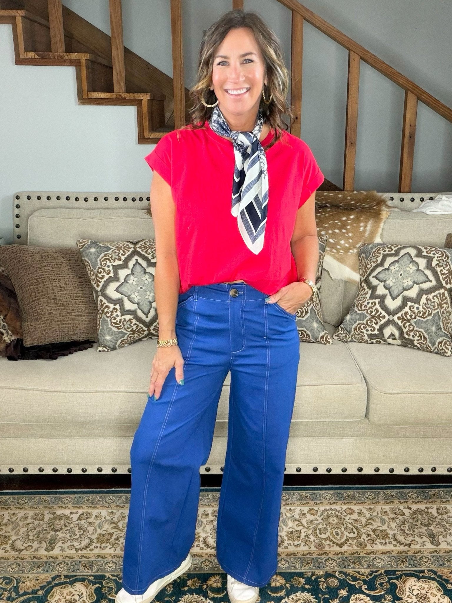 Main Character Wide Leg Crop Pants Blue - Jessi Jayne Boutique