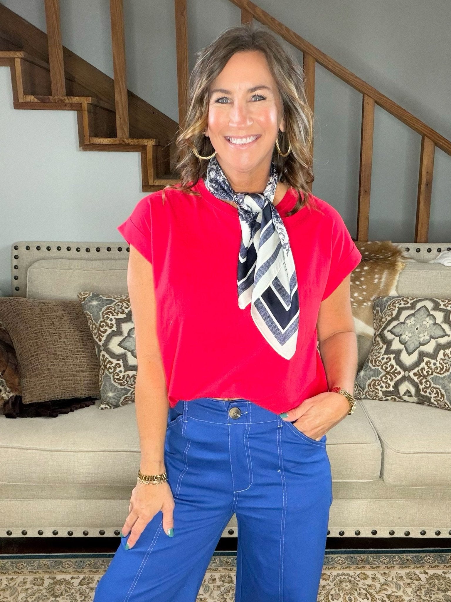 Main Character Wide Leg Crop Pants Blue - Jessi Jayne Boutique