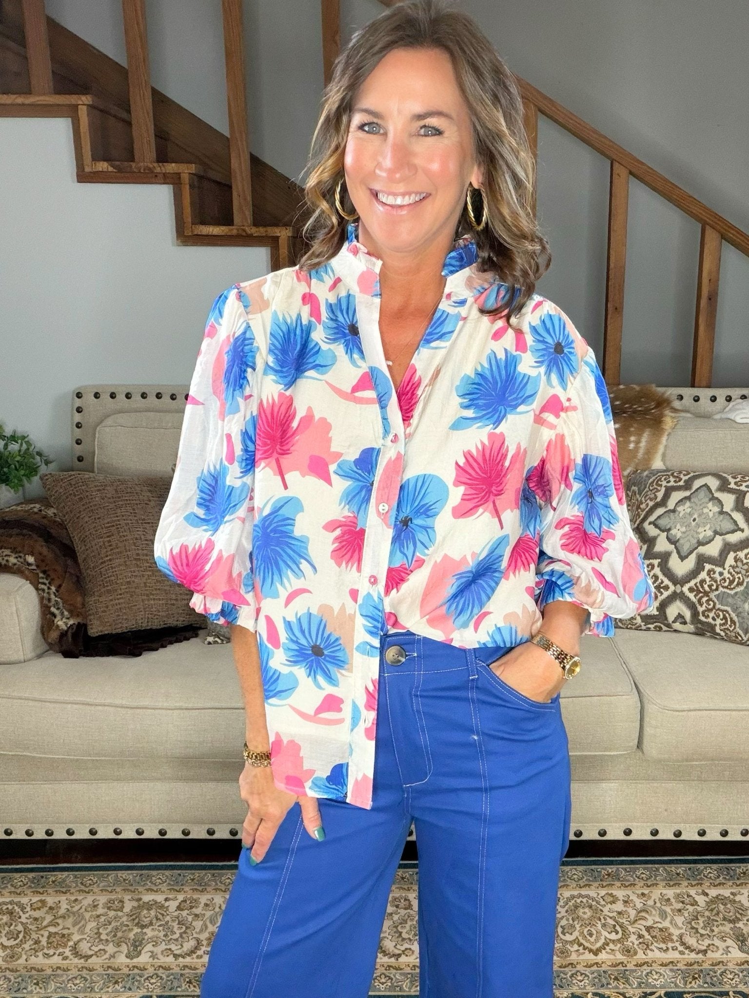 Main Character Wide Leg Crop Pants Blue - Jessi Jayne Boutique