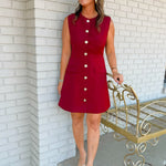 Regal Charm Sleeveless Button Front Dress - Jessi Jayne Boutique