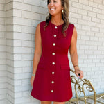 Regal Charm Sleeveless Button Front Dress - Jessi Jayne Boutique