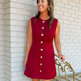Regal Charm Sleeveless Button Front Dress - Jessi Jayne Boutique