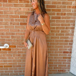 Mocha Faux Leather Midi Dress - Jessi Jayne Boutique