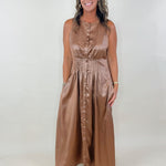 Mocha Faux Leather Midi Dress - Jessi Jayne Boutique