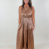 Mocha Faux Leather Midi Dress - Jessi Jayne Boutique