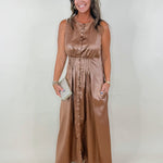 Mocha Faux Leather Midi Dress - Jessi Jayne Boutique