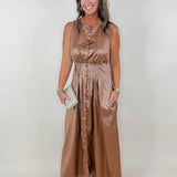 Mocha Faux Leather Midi Dress - Jessi Jayne Boutique