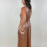 Mocha Faux Leather Midi Dress - Jessi Jayne Boutique