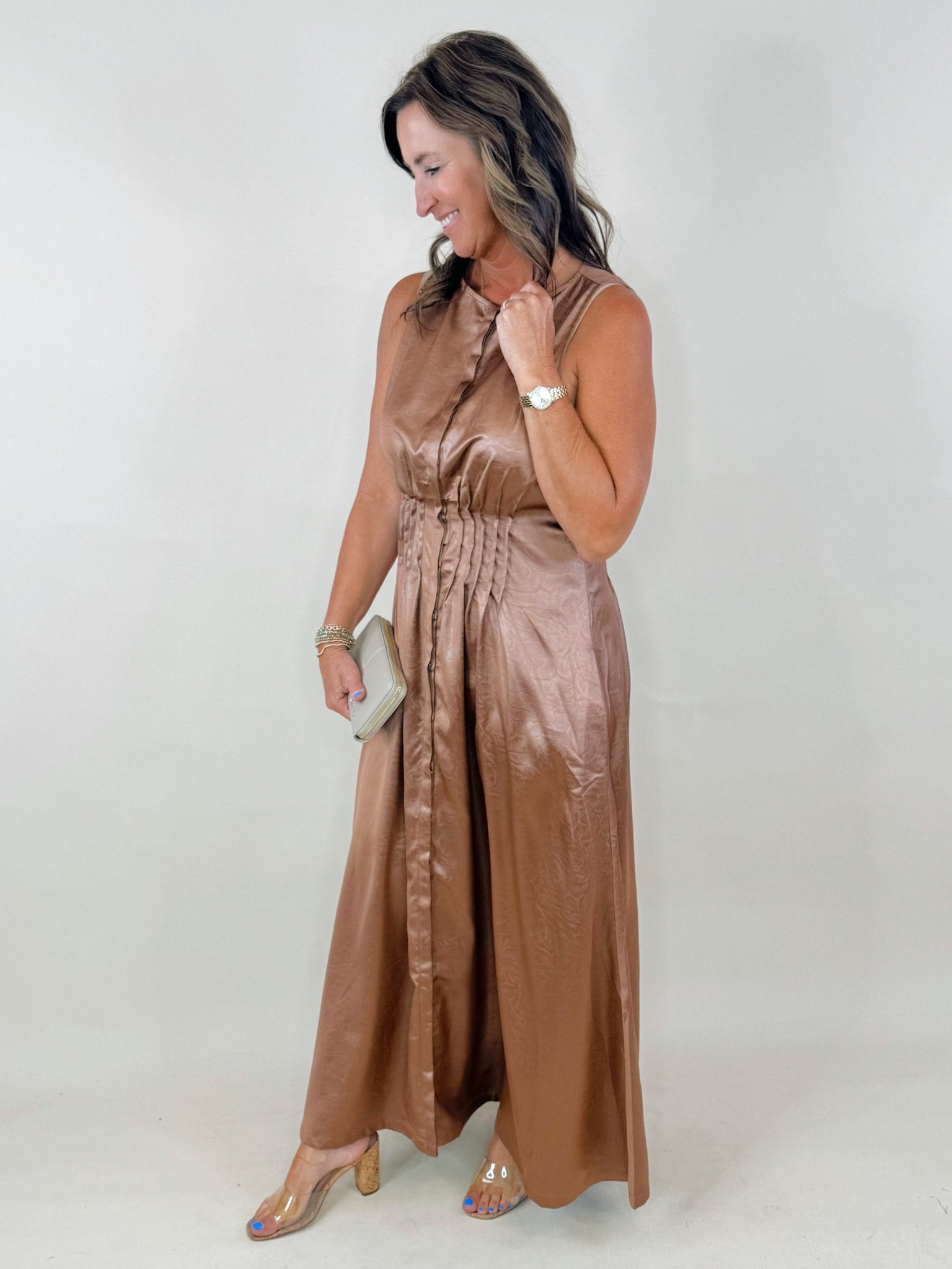 Mocha Faux Leather Midi Dress - Jessi Jayne Boutique