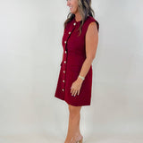 Regal Charm Sleeveless Button Front Dress - Jessi Jayne Boutique