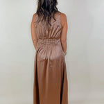 Mocha Faux Leather Midi Dress - Jessi Jayne Boutique