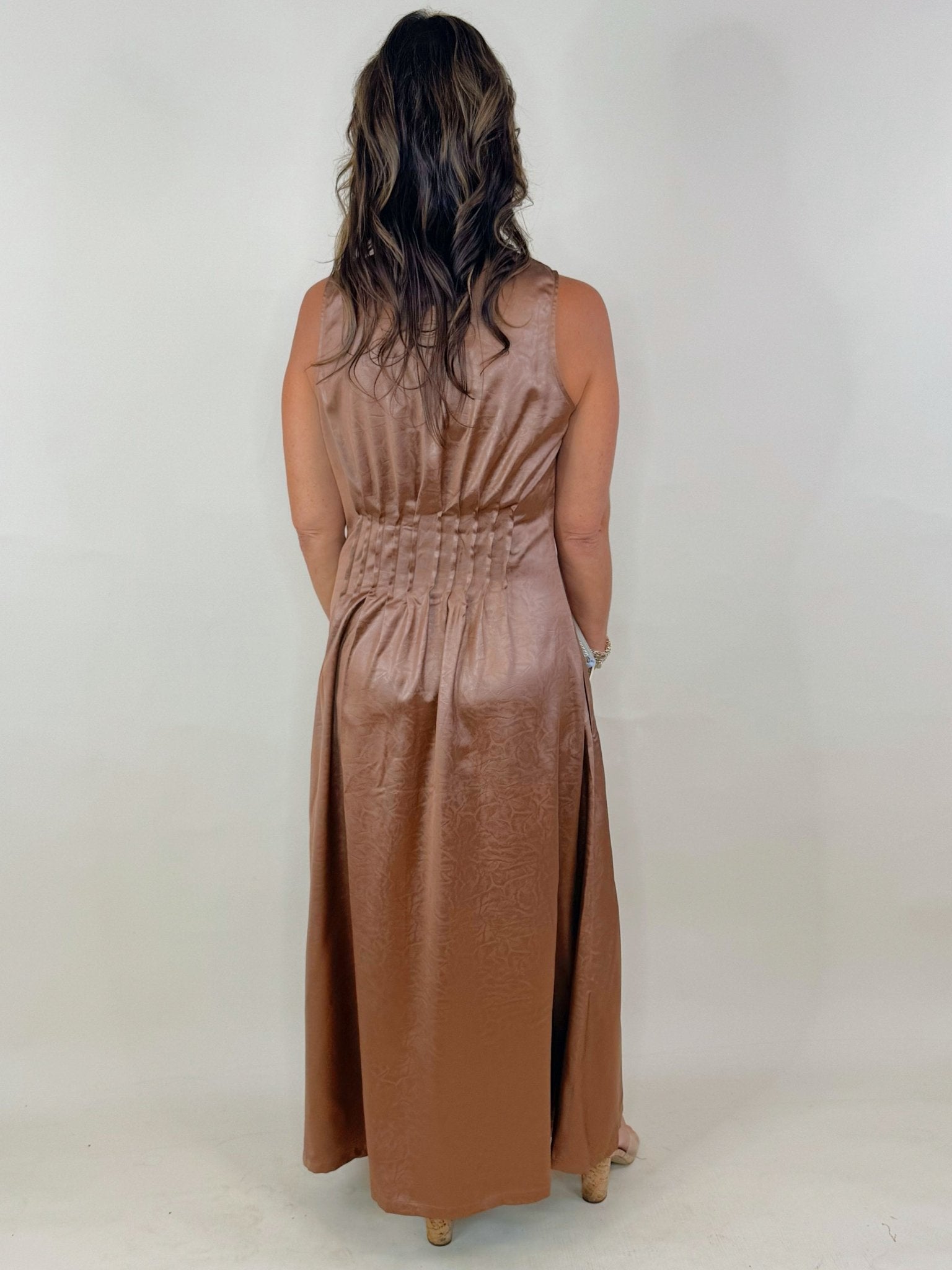 Mocha Faux Leather Midi Dress - Jessi Jayne Boutique