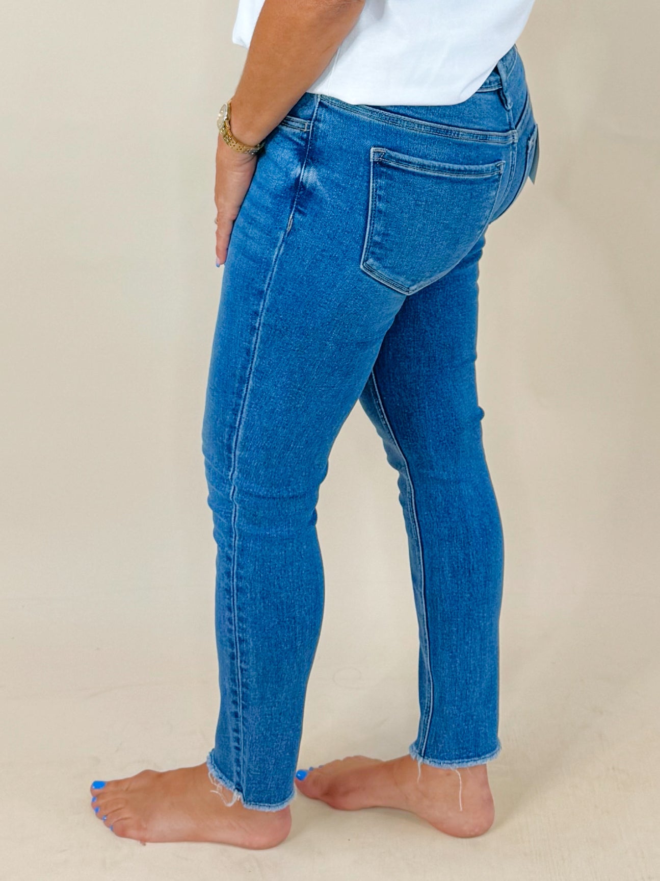 Thinking About Me Vervet Mid Rise Raw Hem Crop Skinny Jeans - Jessi Jayne Boutique