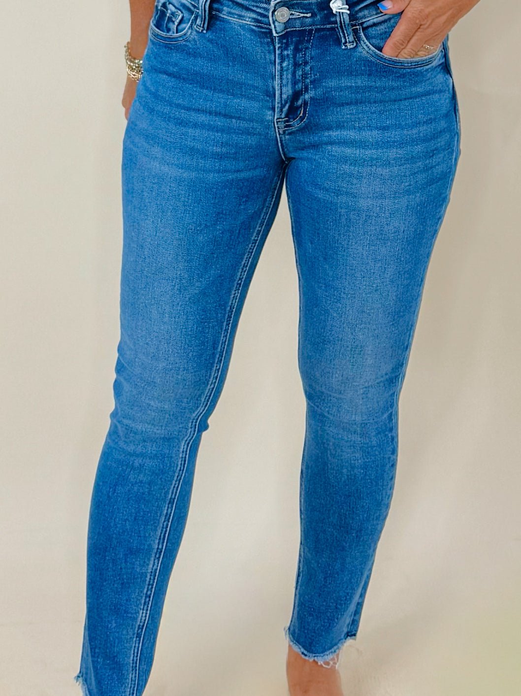 Thinking About Me Vervet Mid Rise Raw Hem Crop Skinny Jeans - Jessi Jayne Boutique