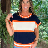 Retro Rhythm Stripe Sweater Top