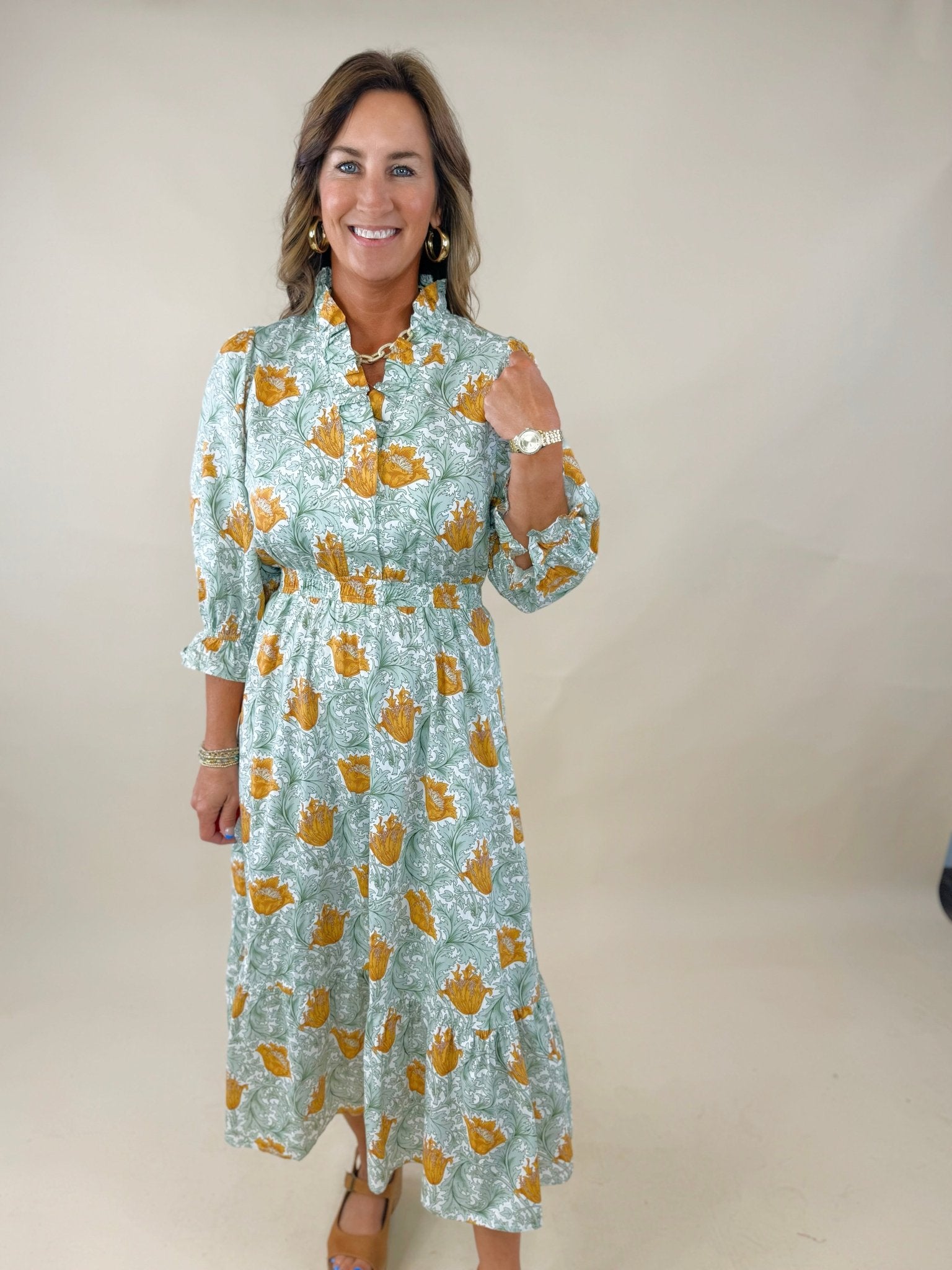 Harvest Muse Abstract Print Midi Dress - Jessi Jayne Boutique