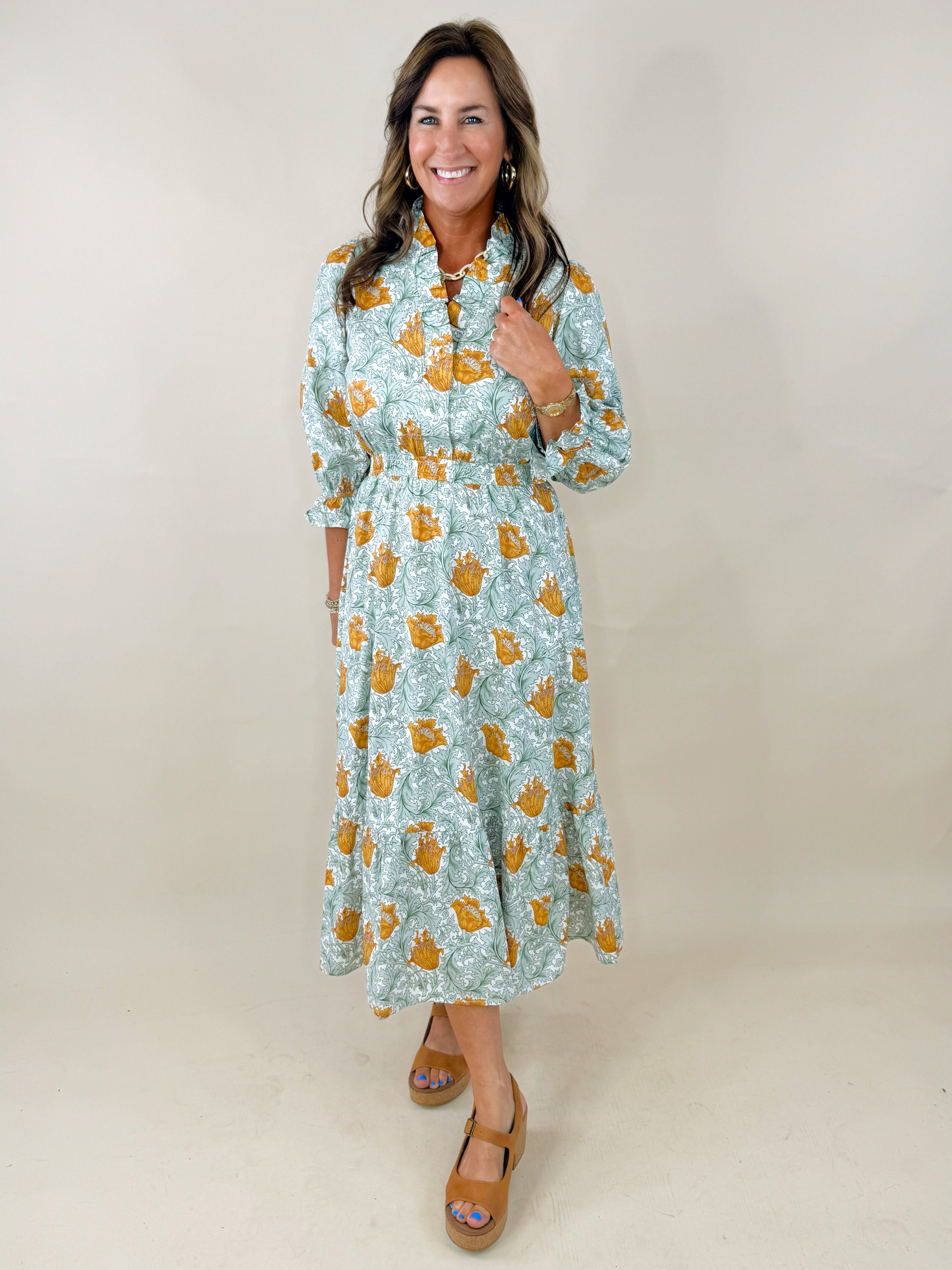 Harvest Muse Abstract Print Midi Dress - Jessi Jayne Boutique