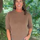 Cocoa Cloud Puff Sleeve Sweater Top