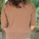 Cocoa Cloud Puff Sleeve Sweater Top