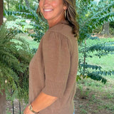 Cocoa Cloud Puff Sleeve Sweater Top