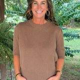 Cocoa Cloud Puff Sleeve Sweater Top