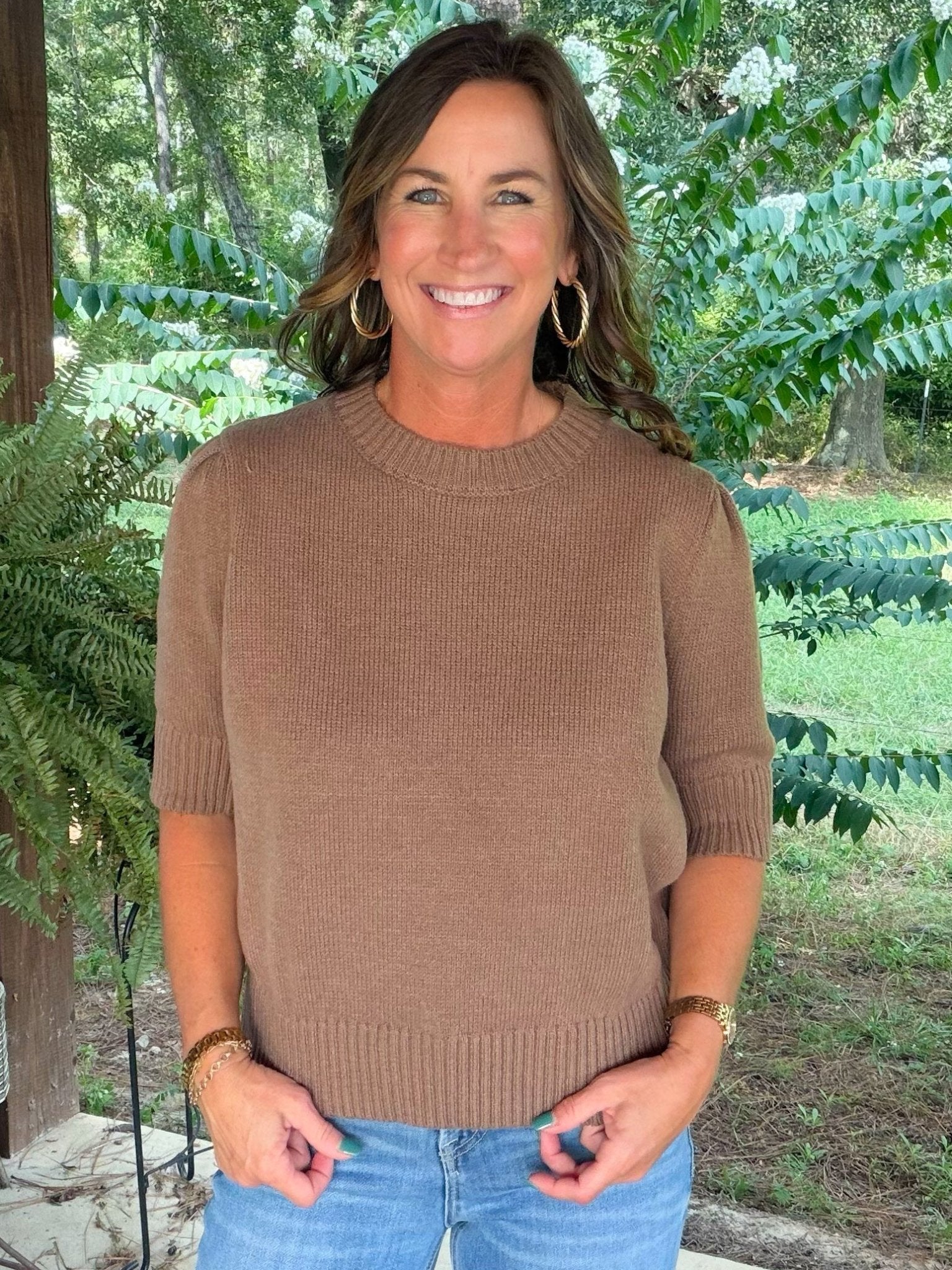 Cocoa Cloud Puff Sleeve Sweater Top - Jessi Jayne Boutique