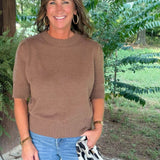 Cocoa Cloud Puff Sleeve Sweater Top